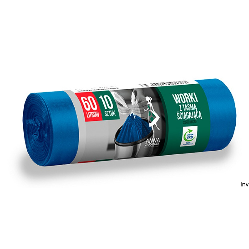 Worki na śmieci 60l, niebieskie, 10 sztuk, supermocne, Stella
