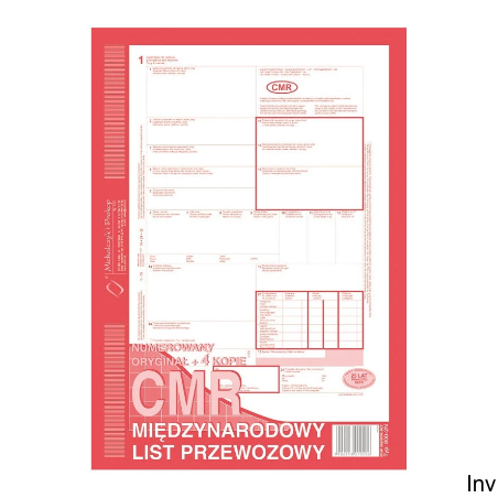 Międzynarodowy list przewozowy 800-2 CMR (1+4), A4, 80 kartek, Michalczyk i Prokop