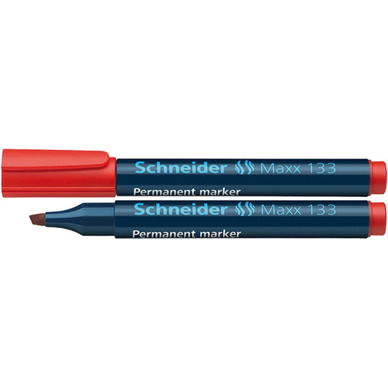 PAKIET Marker permanentny SCHNEIDER Maxx 133, ścięty, 1-4mm, czerwony
