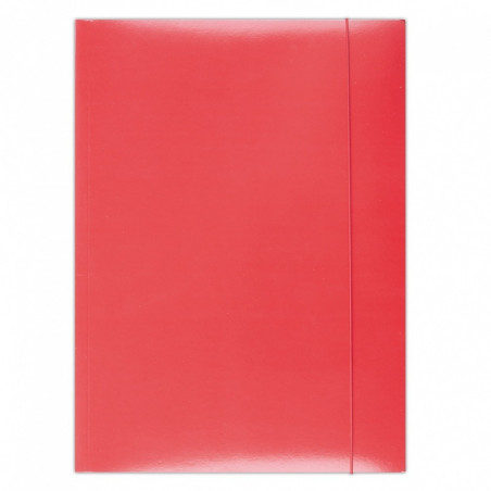 Teczka z gumką OFFICE PRODUCTS, karton/lakier, A4, 350gsm, 3-skrz., czerwona