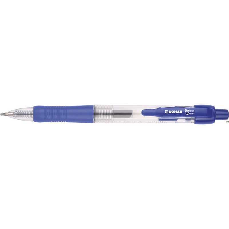 Długopis automatyczny żelowy DONAU 0,5mm, niebieski, wodoodporny tusz, ergonomiczny uchwyt