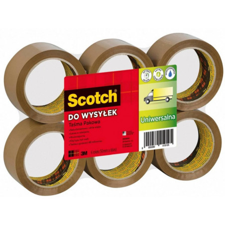 PAKIET Taśma pakowa do wysyłek SCOTCH Hot-melt (371), 50mm, 66m, brązowa