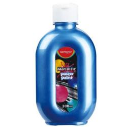 Farba plakatowa KEYROAD, metaliczna, 300ml, butelka, niebieska