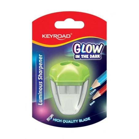 Temperówka plastikowa KEYROAD Luminious, fluorescencyjna, podwójna, blister