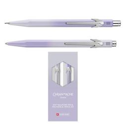 Zestaw długopis 849 + ołówek 844 Caran d’Ache Blooming Lavender, w etui, liliowo-szary