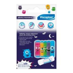 Plastry dziecięce VISCOPLAST Monsters, 2 rozmiary, 20 szt., pudełko
