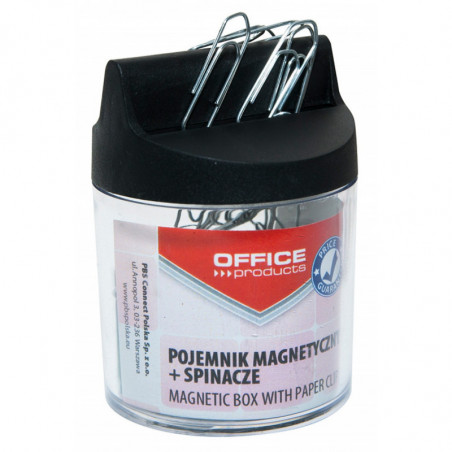 Pojemnik magn. na spinacze OFFICE PRODUCTS, okrągły, ze spinaczami, transparentny