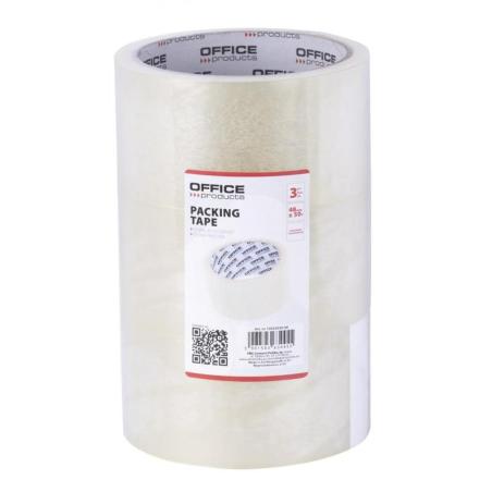 Taśma pakowa OFFICE PRODUCTS, 48mm x 50y, 36mic, 3szt., transparentna
