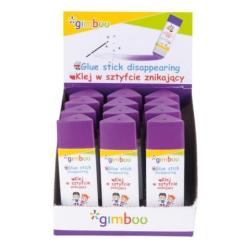 PAKIET Klej w sztyfcie GIMBOO, PVP, trójkątny, znikający, 15g, 1 szt., pakowany w displayu, fioletowy