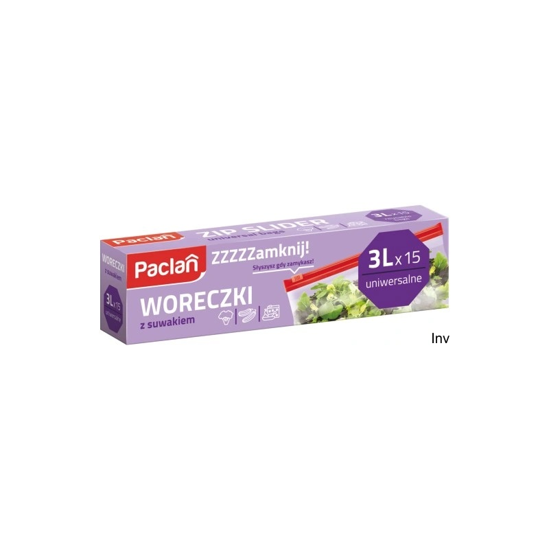 PACLAN torebki strunowe z suwakiem 3l 15 sztuk do przechowywania i organizacji produktów