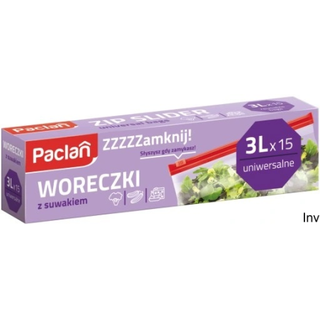 PACLAN torebki strunowe z suwakiem 3l 15 sztuk do przechowywania i organizacji produktów