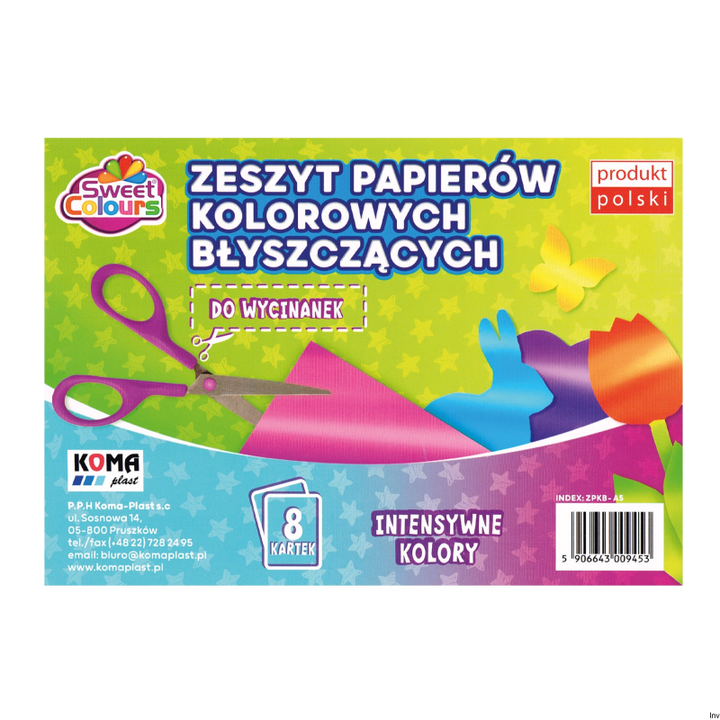 Zeszyt błyszczących papierów kolorowych A5 Koma Plast 09453