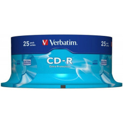 Płyta CD-R VERBATIM, 700MB, prędkość 52x, cake, 25szt., ekstra ochrona