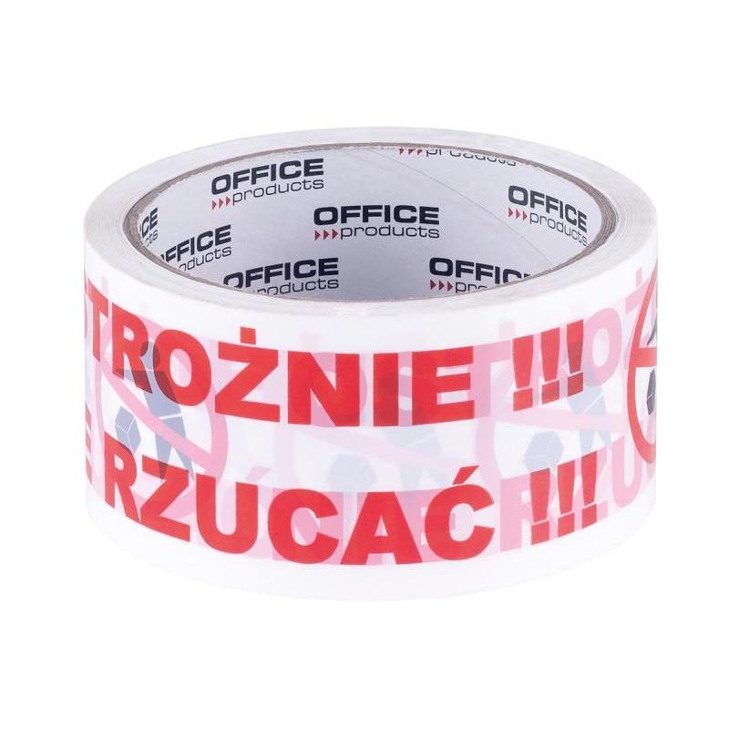 PAKIET Taśma pakowa OFFICE PRODUCTS, ostrożnie nie rzucać, 48mm x 50y, 36mic, 1szt., biała