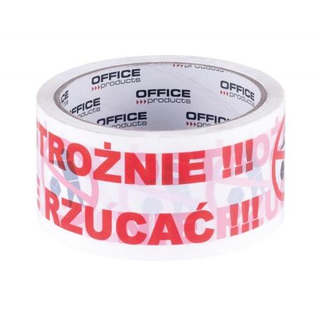 PAKIET Taśma pakowa OFFICE PRODUCTS, ostrożnie nie rzucać, 48mm x 50y, 36mic, 1szt., biała