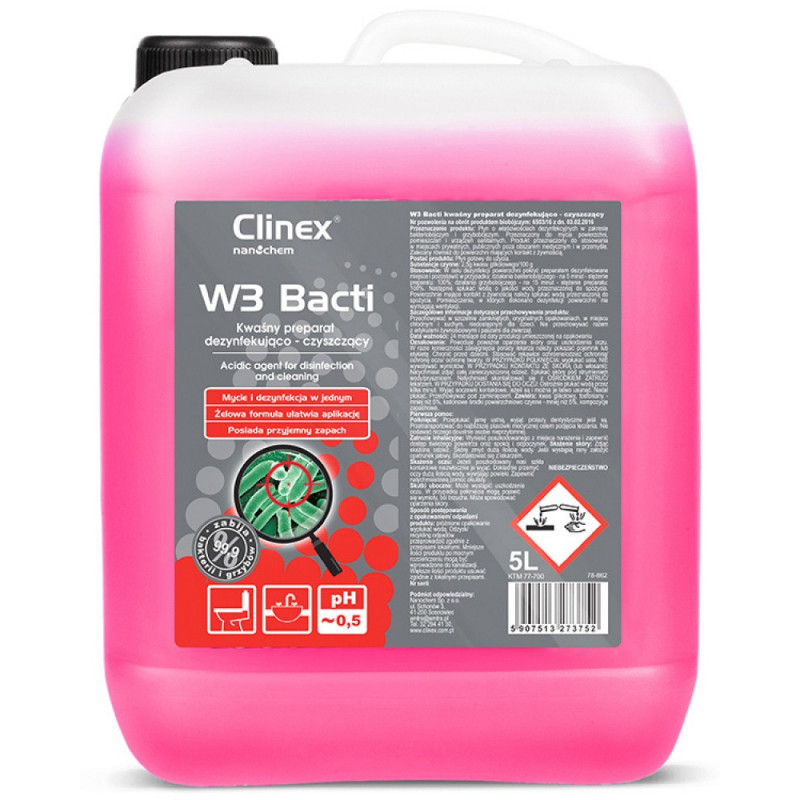 Preparat CLINEX W3 Bacti, dezynfekująco-czyszczący, 5l