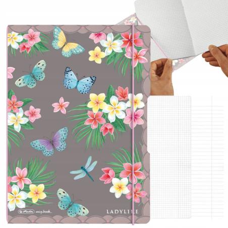 Notatnik A4 2x40 kartek linia/kratka PP flex ladylike butterfli Herlitz