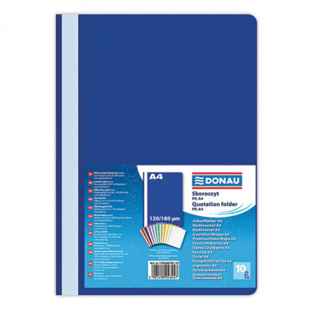 PAKIET Skoroszyt DONAU, PP, A4, standard, 120/180mikr., granatowy