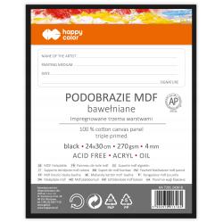 Podobrazie bawełniane 24x30 cm czarne impregnowane MDF 4mm Happy Color HA 7391 2430-B