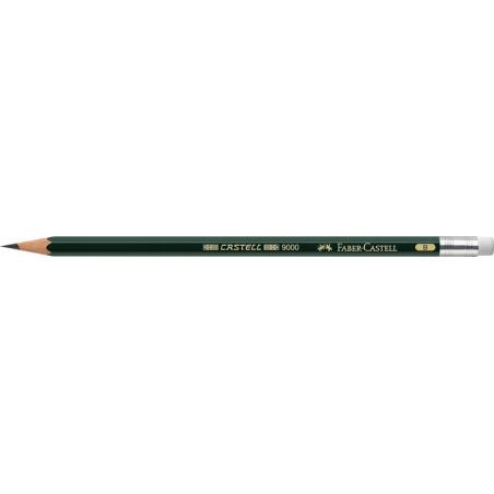 Ołówek grafitowy Faber-Castell Castell 9000/B z gumką zielony