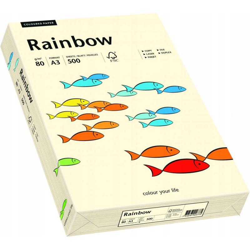 Papier xero A3 80g kremowy kość słoniowa R03 Rainbow 52 sztuki