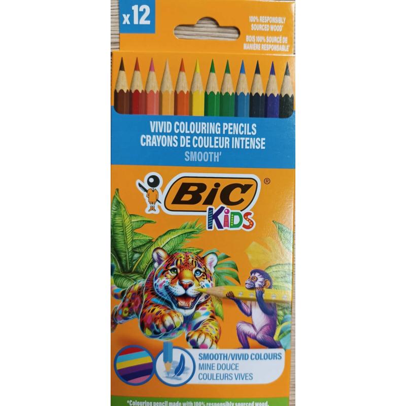 BIC Kids Smooth ECO Kredki drewniane 12 sztuk