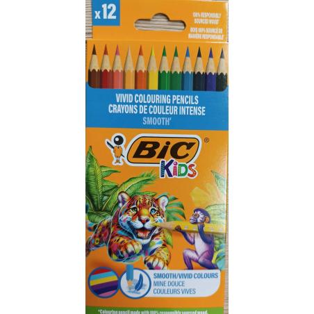 BIC Kids Smooth ECO Kredki drewniane 12 sztuk