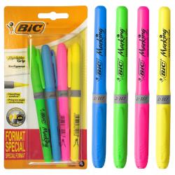 Zakreślacze BIC Highlighter Grip Special Format mix 4 sztuki