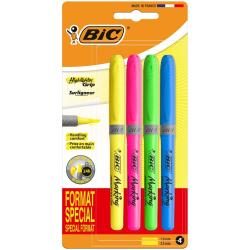 Zakreślacze BIC Highlighter Grip Special Format mix 4 sztuki