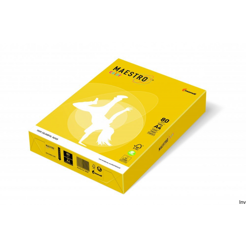 Papier xero Maestro Color A4 80 g żółty 250 sztuk