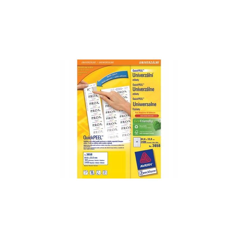 Etykiety uniwersalne Avery Zweckform 64x50 mm, 1500 sztuk, białe, A4, do drukarek atramentowych i laserowych