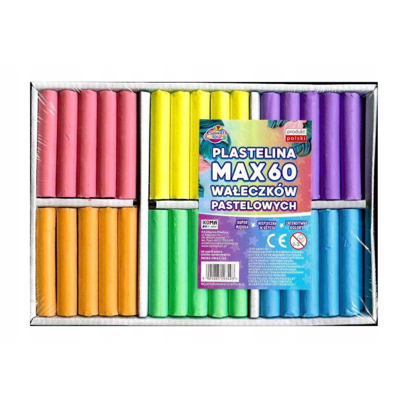 Plastelina Max 60 Wałeczków Pastelowa Koma Plast