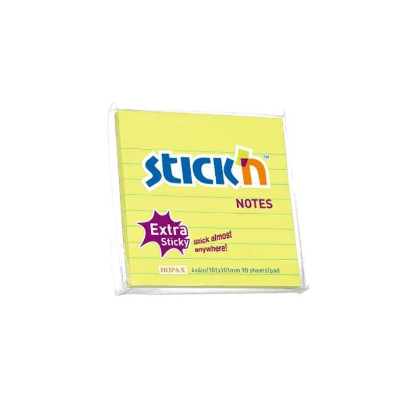 Notes samoprzylepny EXTRA STICKY 101x101 mm żółty neon 90 kartek Stick`n