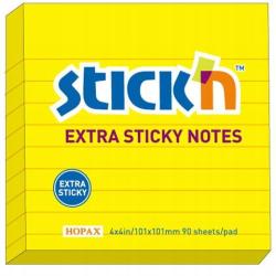 Notes samoprzylepny EXTRA STICKY 101x101 mm żółty neon 90 kartek Stick`n
