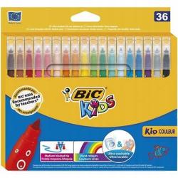 Flamastry BIC Kids Kid Couleur, 12 kolorów, nietoksyczne, łatwe do zmywania