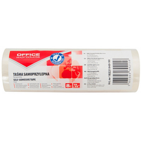 Taśma biurowa OFFICE PRODUCTS, 19mm, 33m, 8szt., transparentna