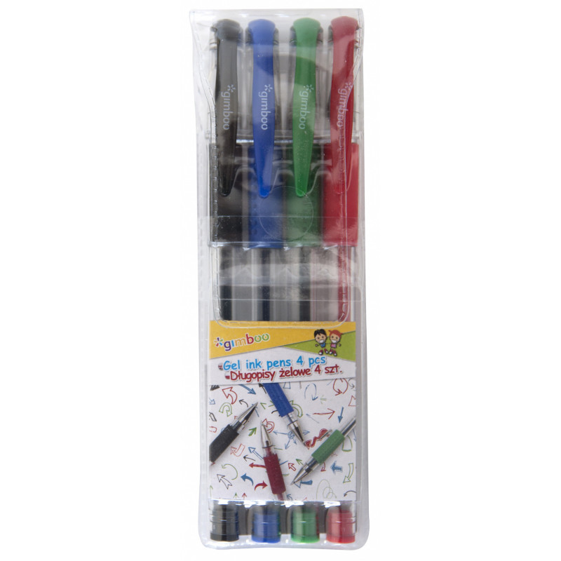 Długopis żelowy GIMBOO Classic, 0,5mm, 4 szt., zawieszka, mix kolorów