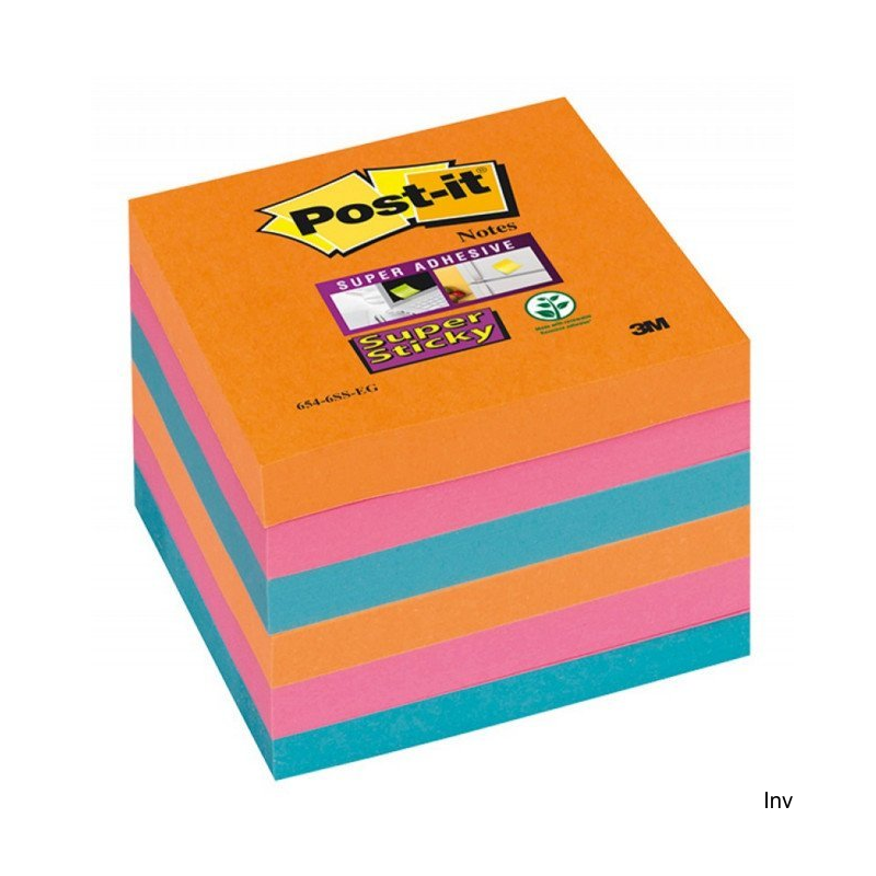 Bloczki samoprzylepne Post-It 3M Super Sticky 76x76 mm Bangkok, 6 sztuk po 90 kartek