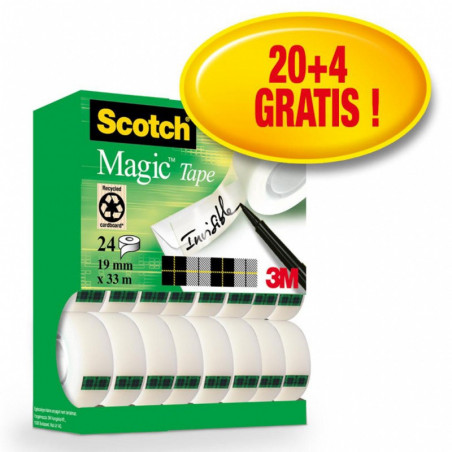 Taśma biurowa SCOTCH Magic (8-1933R24TPR), matowa, 19mm, 33m, 24szt.
