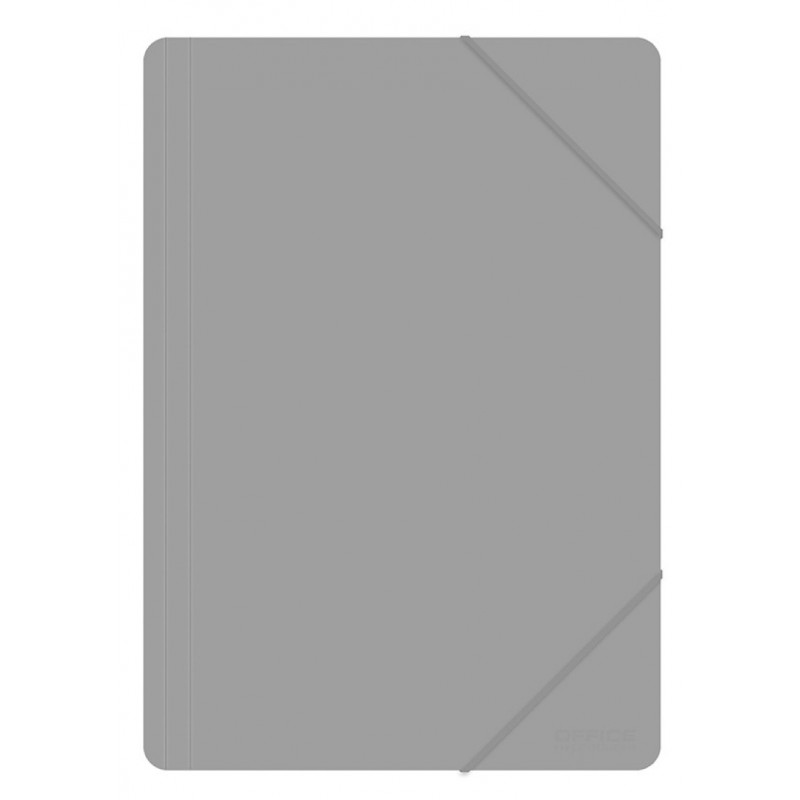 Teczka z gumką OFFICE PRODUCTS, A4, PP, 500mikr., 3-skrz., szara