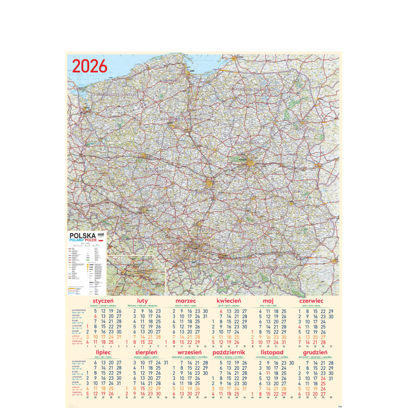 Kalendarz Plakatowy B-1 P08 Żaglowiec 2026 Telegraph