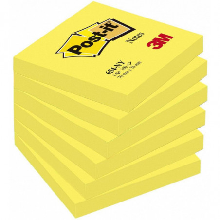 Karteczki samoprzylepne POST-IT (654NY), 76x76mm, 1x100 kart., jaskrawy żółty