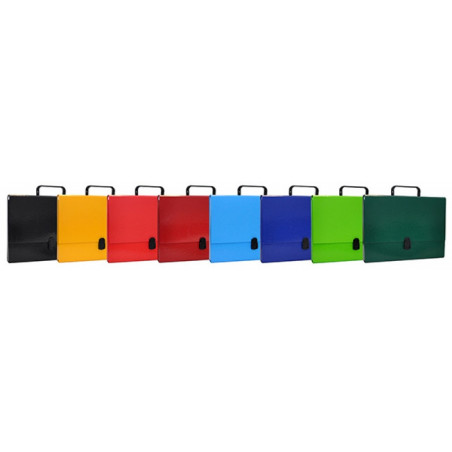 PAKIET Teczka-pudełko OFFICE PRODUCTS, PP, A4/5cm, z rączką i zamkiem, mix kolorów