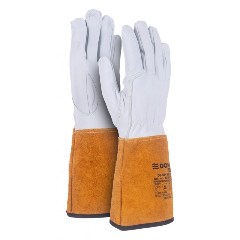 PAKIET Rękawice spawalnicze DONAU SAFETY DS-KEV WELTIG, kevlar, skóra kozia, rozm. 10/XL, biało-złote