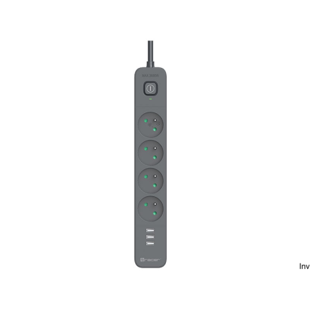 Tracer Listwa Zasilająca Antyprzepięciowa Power Line+ 1.5 m (4 gniazda + 3 USB A, 5V, 2,4A)