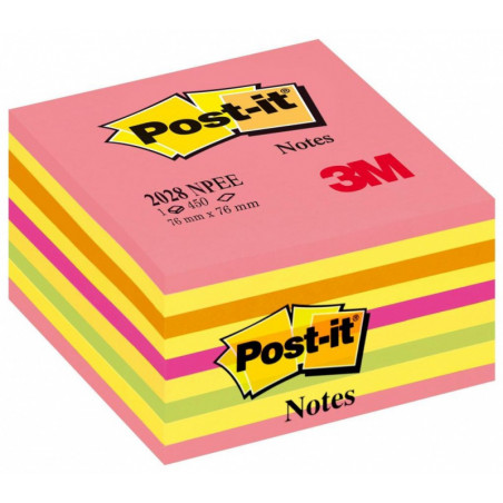 Kostka samoprzylepna POST-IT (2028-NP), 76x76mm, 1x450 kart., cukierkowa różowa