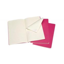 Zestaw 3 zeszytów MOLESKINE Cahier, L, 13x21cm, w linie, 80 stron, kinetic pink
