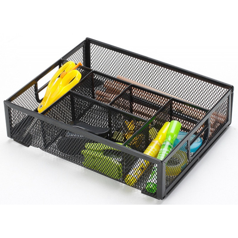 Organizer na biurko Q-CONNECT Office Set, metalowy, boczny, 6 komór, czarny