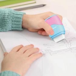Temperówka plastikowa z gumką KEYROAD, pastel, podwójna, pudełko, mix kolorów