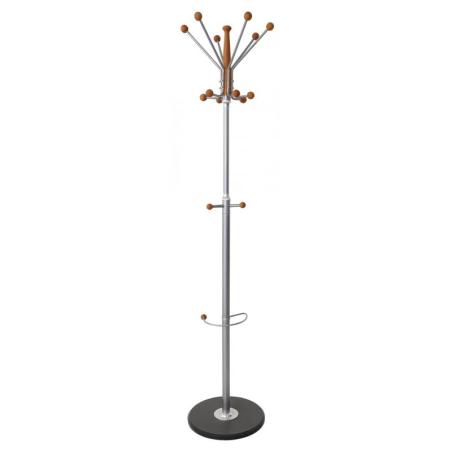 Wieszak na ubrania OFFICE PRODUCTS Goteborg, stojący, uch. na parasol, srebrny